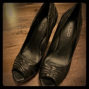 Aldo open toe pumps black. Size 6